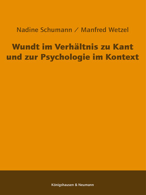 cover image of Wundt im Verhältnis zu Kant und zur Psychologie im Kontext